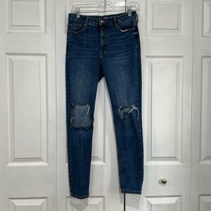 🌷 Old Navy Rockstar Super Skinny High Rise Blue Distressed Denim Jeans - 6/28